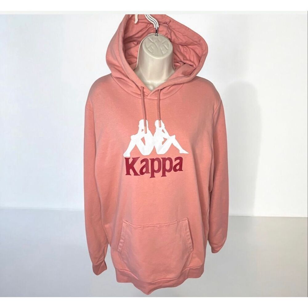 Kappa Pullover Logo Hoodie Pink Salmon Size Large